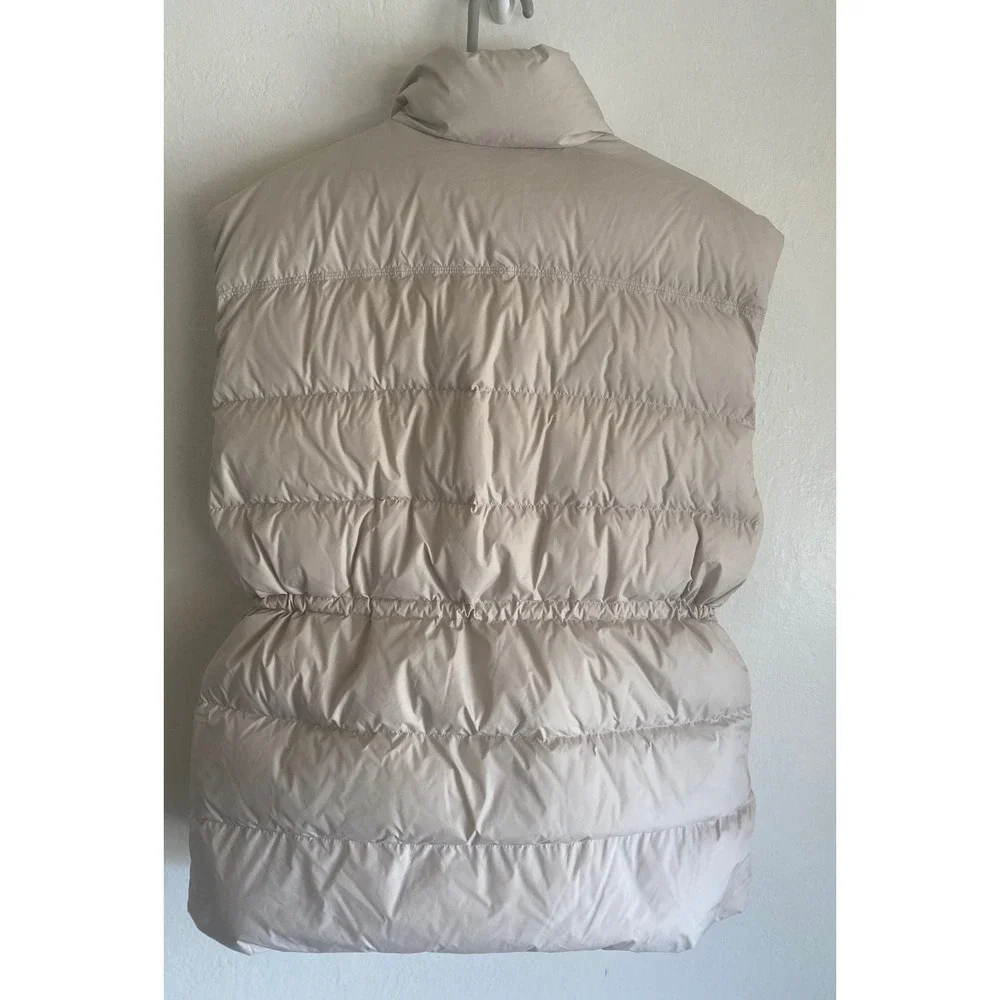 NEW Athleta Cascade Down Vest Womens M Beige Full Zip Puffer Drawstring Pockets - Picture 4 of 10